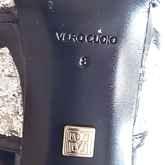 NWOT Pour La Victorie Glitter & Leather Heels - Picture 10 of 13